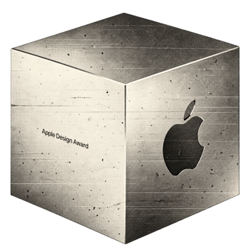 Photocopied Apple Design Award cube with Apple logo